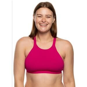 Jolyn Kaylee Fuchsia High Neck Sports Bikini Top Small